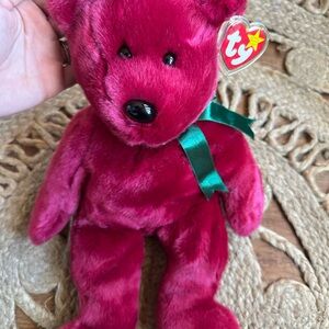 Ty Cranberry Teddy Beanie Baby 1998 Vintage Retired